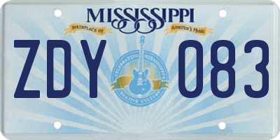 MS license plate ZDY083