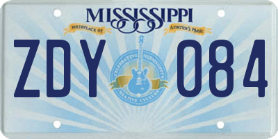 MS license plate ZDY084