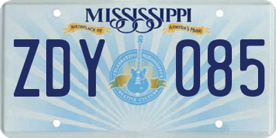 MS license plate ZDY085
