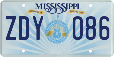 MS license plate ZDY086