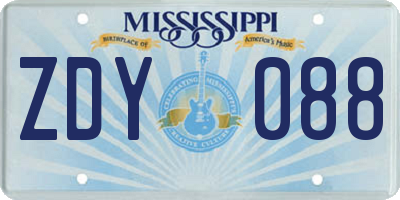 MS license plate ZDY088