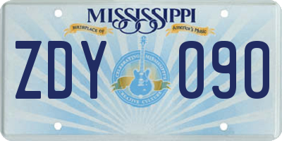 MS license plate ZDY090