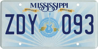 MS license plate ZDY093