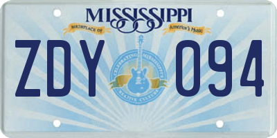 MS license plate ZDY094