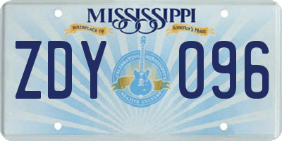 MS license plate ZDY096