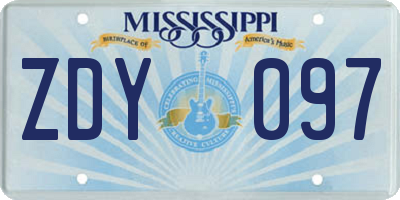 MS license plate ZDY097