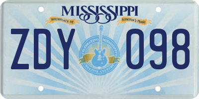 MS license plate ZDY098