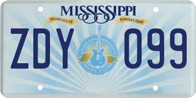 MS license plate ZDY099