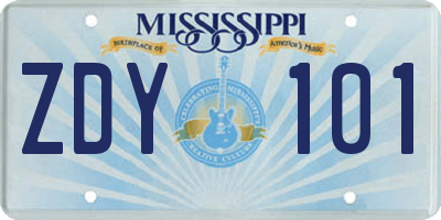 MS license plate ZDY101