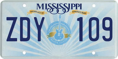 MS license plate ZDY109