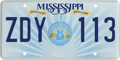 MS license plate ZDY113