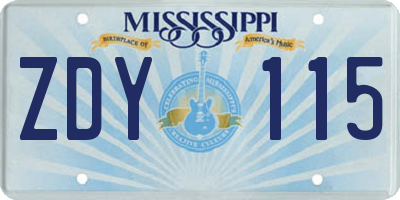 MS license plate ZDY115