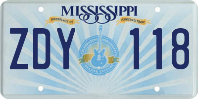 MS license plate ZDY118