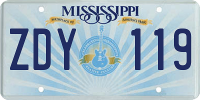 MS license plate ZDY119