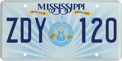 MS license plate ZDY120