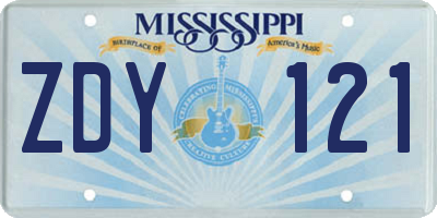 MS license plate ZDY121