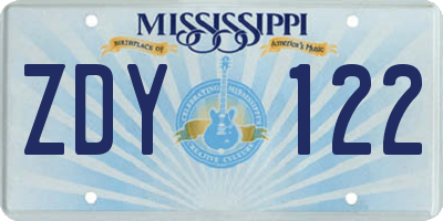 MS license plate ZDY122