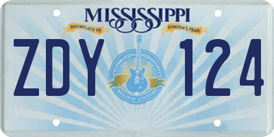 MS license plate ZDY124