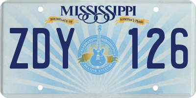 MS license plate ZDY126