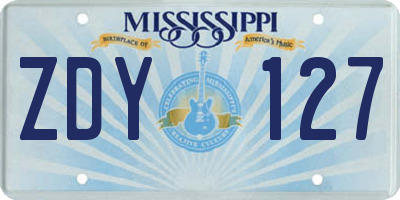 MS license plate ZDY127