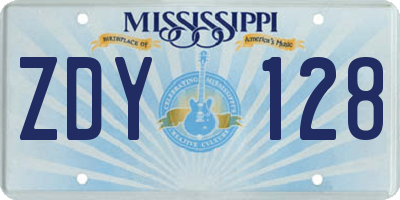 MS license plate ZDY128