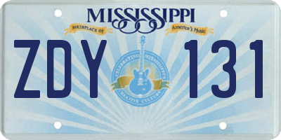 MS license plate ZDY131