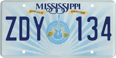 MS license plate ZDY134