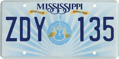 MS license plate ZDY135