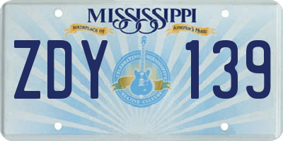 MS license plate ZDY139