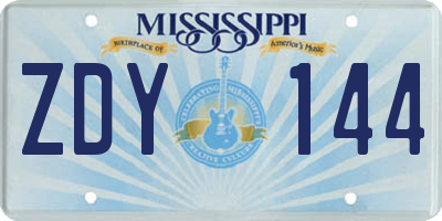 MS license plate ZDY144