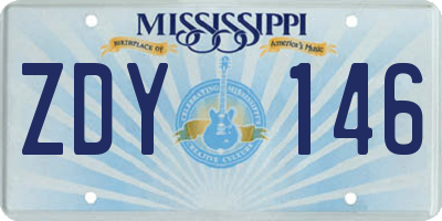 MS license plate ZDY146