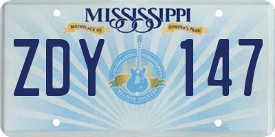 MS license plate ZDY147
