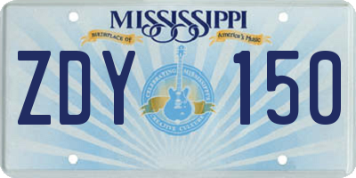 MS license plate ZDY150