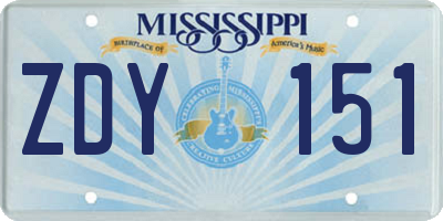 MS license plate ZDY151