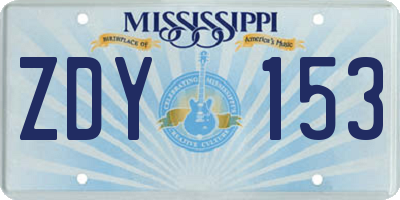 MS license plate ZDY153