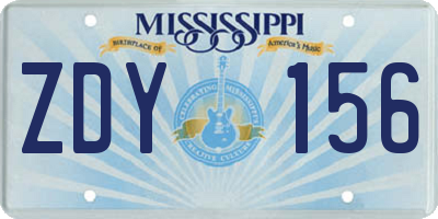 MS license plate ZDY156