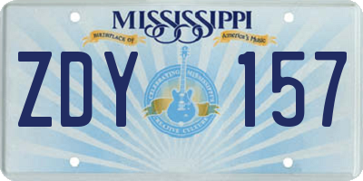 MS license plate ZDY157