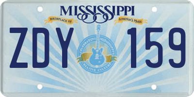 MS license plate ZDY159