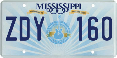 MS license plate ZDY160