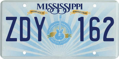 MS license plate ZDY162