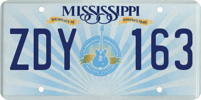 MS license plate ZDY163