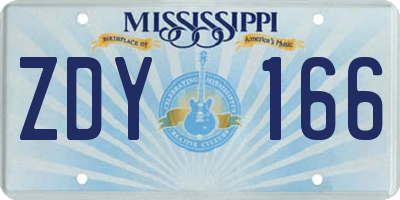 MS license plate ZDY166