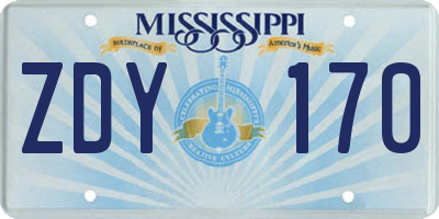 MS license plate ZDY170