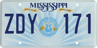 MS license plate ZDY171