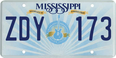 MS license plate ZDY173