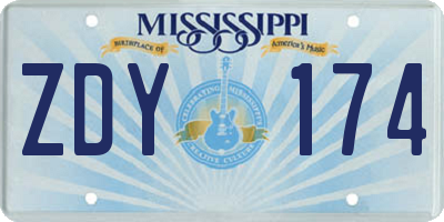 MS license plate ZDY174