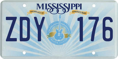 MS license plate ZDY176
