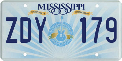 MS license plate ZDY179