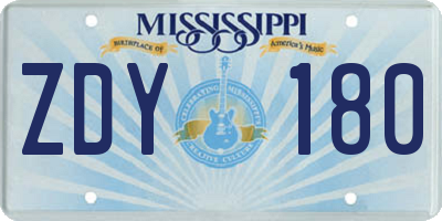 MS license plate ZDY180