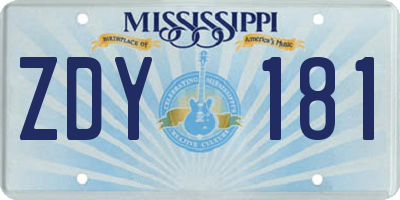 MS license plate ZDY181
